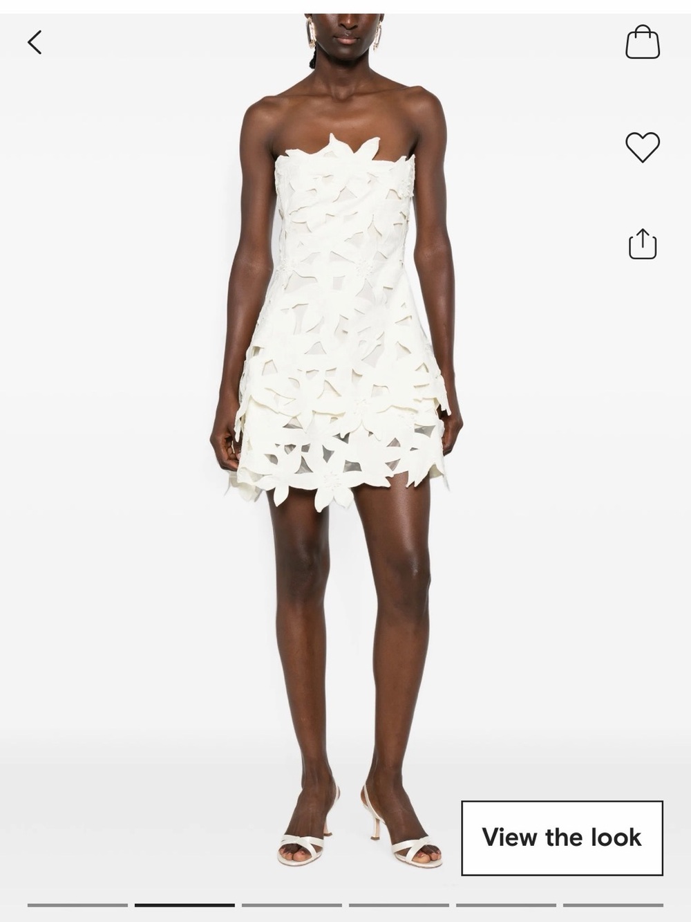 Strapless White Floral Appliqué Mini Dress